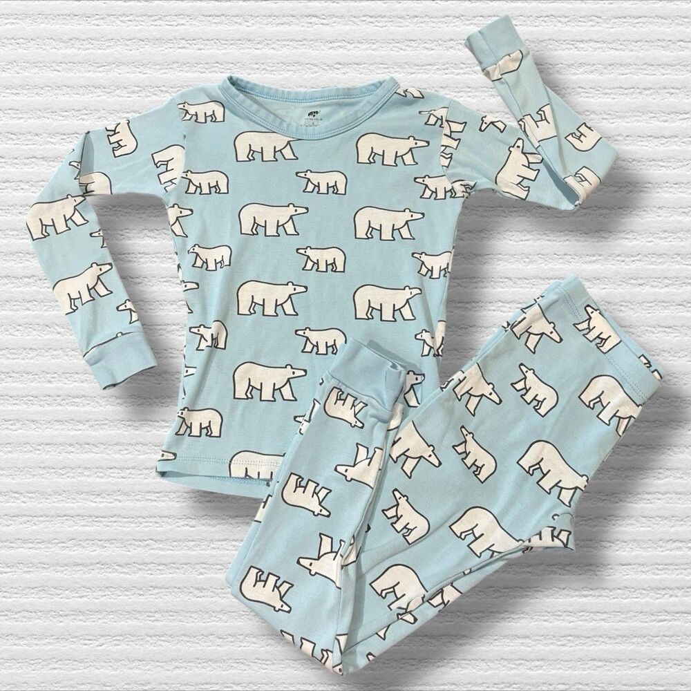 Monica + Andy Organic Cotton Polar Bear Long Jon Pajamas Blue Size 8 GOTS